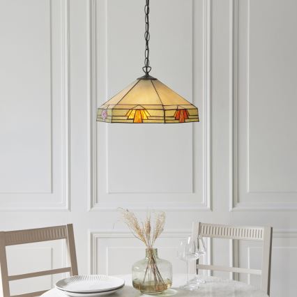 Endon 111989 - Kroonluchter aan ketting Tiffany NEVADA 3xE27/10W/230V Ø 40 cm