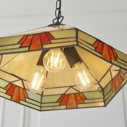 Endon 111989 - Kroonluchter aan ketting Tiffany NEVADA 3xE27/10W/230V Ø 40 cm