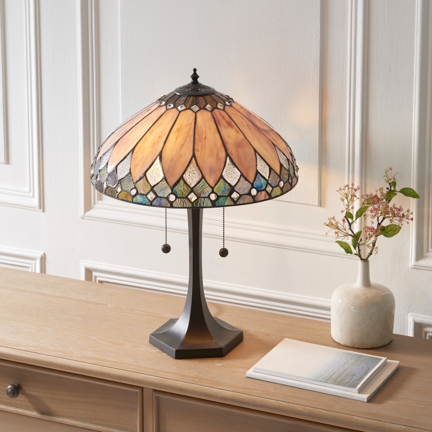 Endon 112183 - Tafellamp Tiffany BROOKLYN 2xE14/10W/230V Ø 40 cm