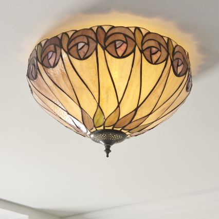 Endon 112188 - Tiffany HUTCHINSON plafondlamp 2xE27/60W/230V Ø 40 cm