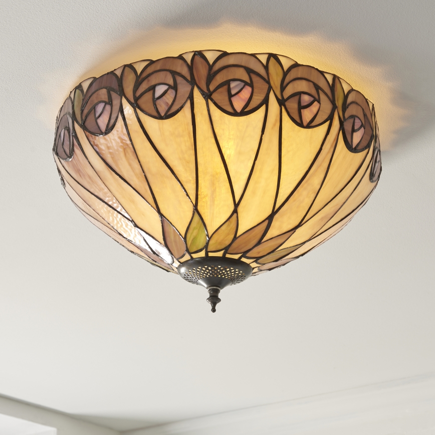Endon 112188 - Tiffany HUTCHINSON plafondlamp 2xE27/60W/230V Ø 40 cm