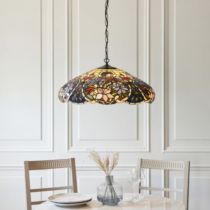 Endon 112193 - Kroonluchter aan ketting Tiffany SULLIVAN 3xE27/60W/230V Ø 57 cm
