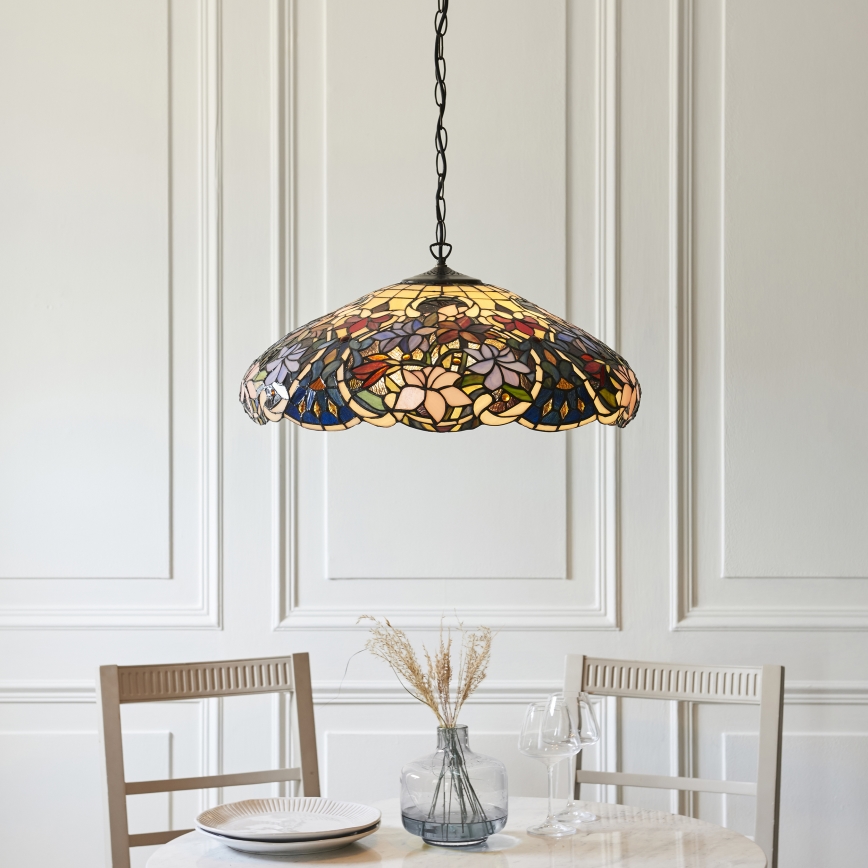 Endon 112193 - Kroonluchter aan ketting Tiffany SULLIVAN 3xE27/60W/230V Ø 57 cm