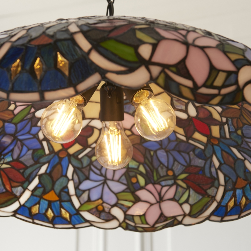 Endon 112193 - Kroonluchter aan ketting Tiffany SULLIVAN 3xE27/60W/230V Ø 57 cm