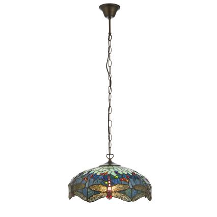 Endon 112195 - Kroonluchter aan ketting Tiffany DRAGONFLY 1xE27/60W/230V Ø 41 cm
