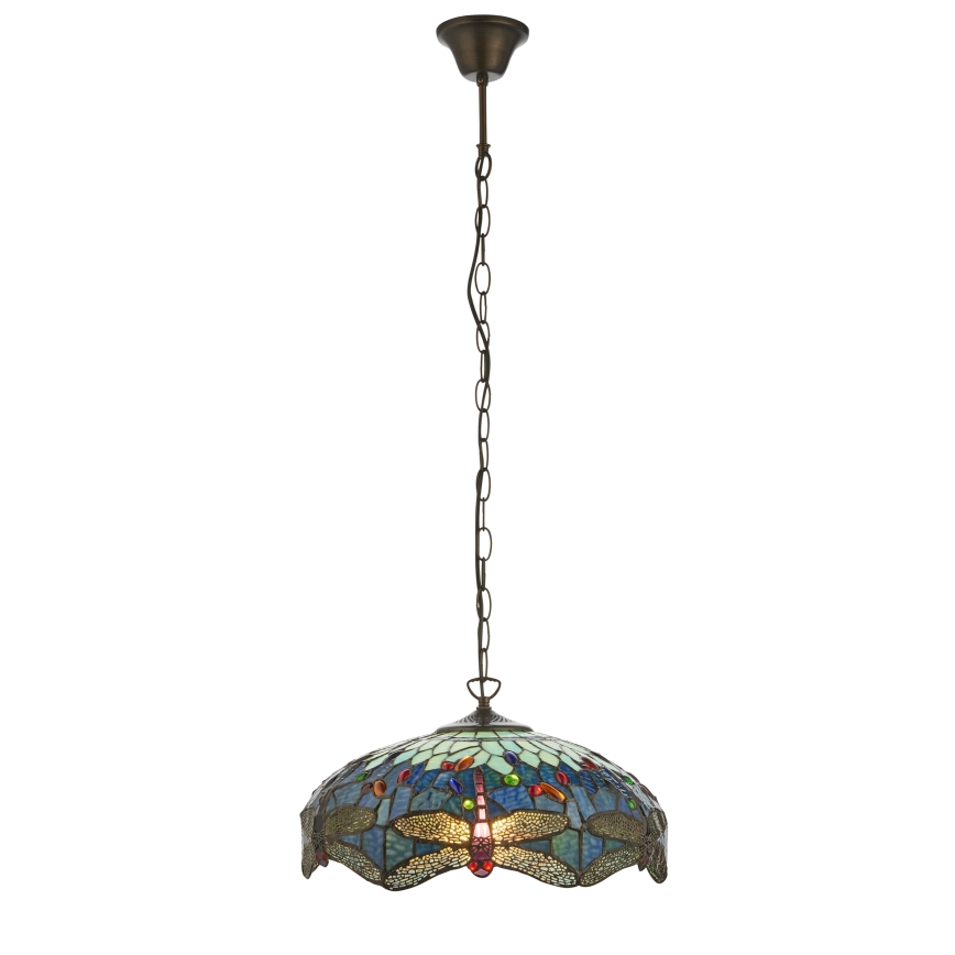 Endon 112195 - Kroonluchter aan ketting Tiffany DRAGONFLY 1xE27/60W/230V Ø 41 cm