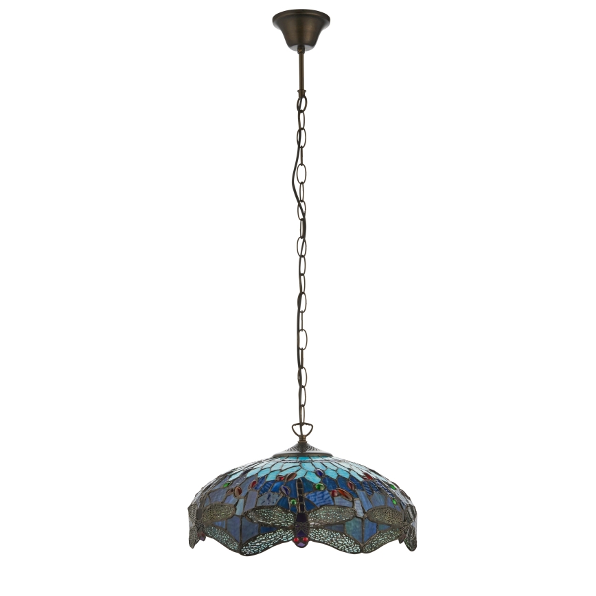 Endon 112195 - Kroonluchter aan ketting Tiffany DRAGONFLY 1xE27/60W/230V Ø 41 cm