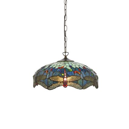 Endon 112195 - Kroonluchter aan ketting Tiffany DRAGONFLY 1xE27/60W/230V Ø 41 cm