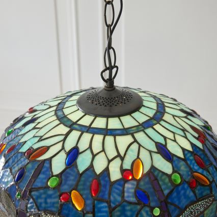 Endon 112195 - Kroonluchter aan ketting Tiffany DRAGONFLY 1xE27/60W/230V Ø 41 cm