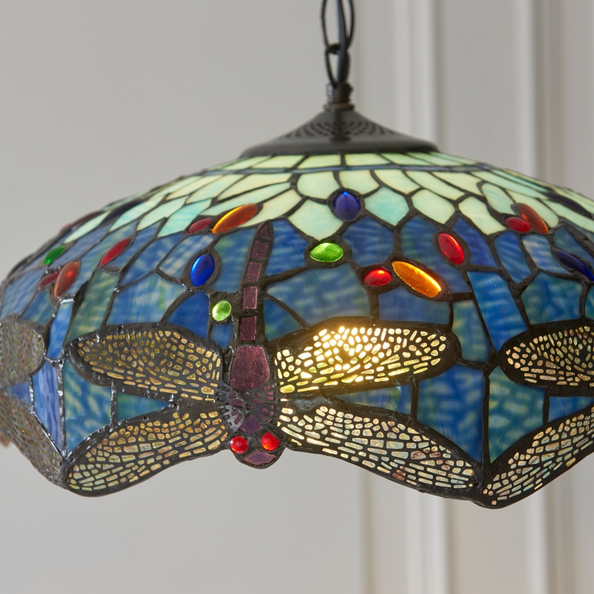 Endon 112195 - Kroonluchter aan ketting Tiffany DRAGONFLY 1xE27/60W/230V Ø 41 cm