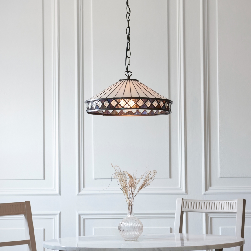 Endon 112196 - Tiffany-kroonluchter FARGO aan ketting 1xE27/60W/230V Ø 41,5 cm