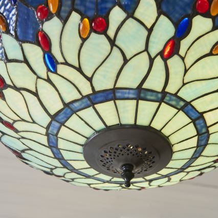 Endon 112250 - Kroonluchter aan ketting Tiffany DRAGONFLY 3xE27/60W/230V Ø 50 cm