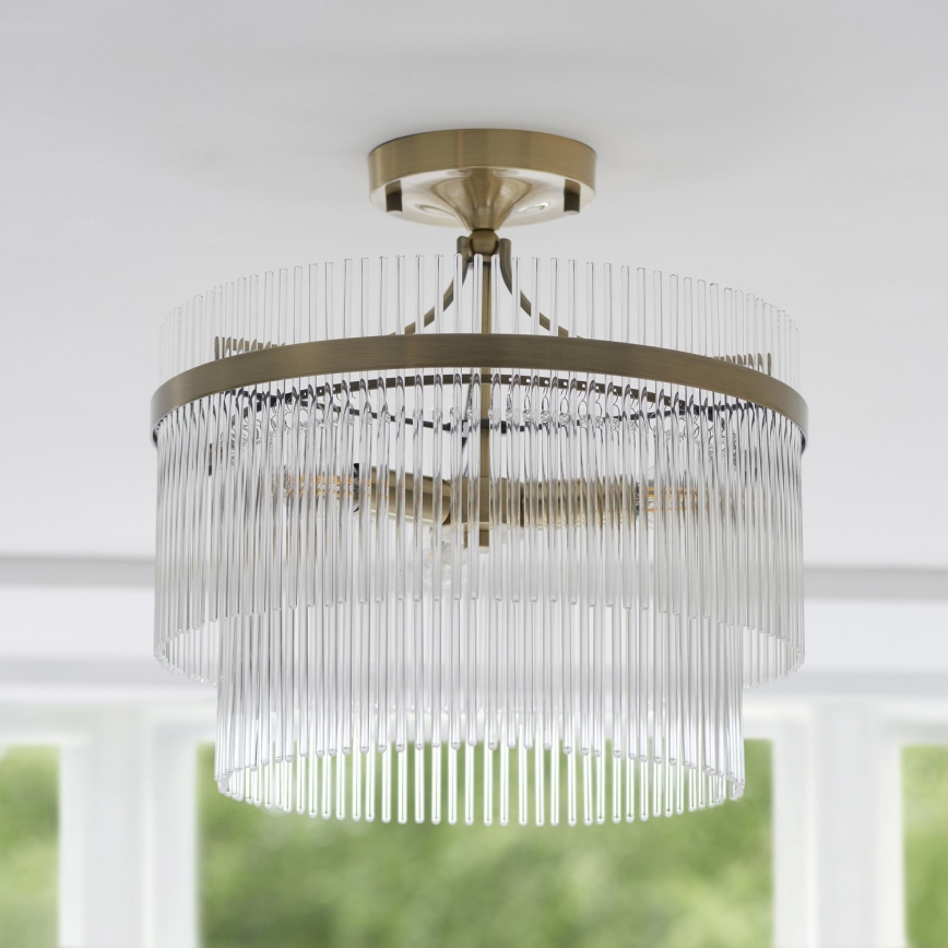 Endon 112575 - Bevestigde hanglamp MARIETTA 3xE14/7W/230V messing/doorzichtig