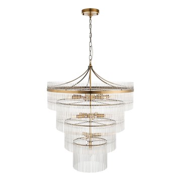 Endon 112576 - Hanglamp aan een ketting MARIETTA 16xE14/6W/230V messing/doorzichtig