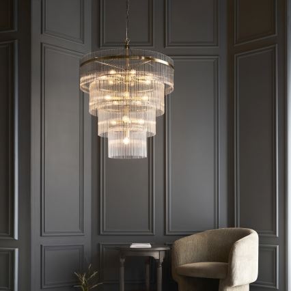 Endon 112576 - Hanglamp aan een ketting MARIETTA 16xE14/6W/230V messing/doorzichtig