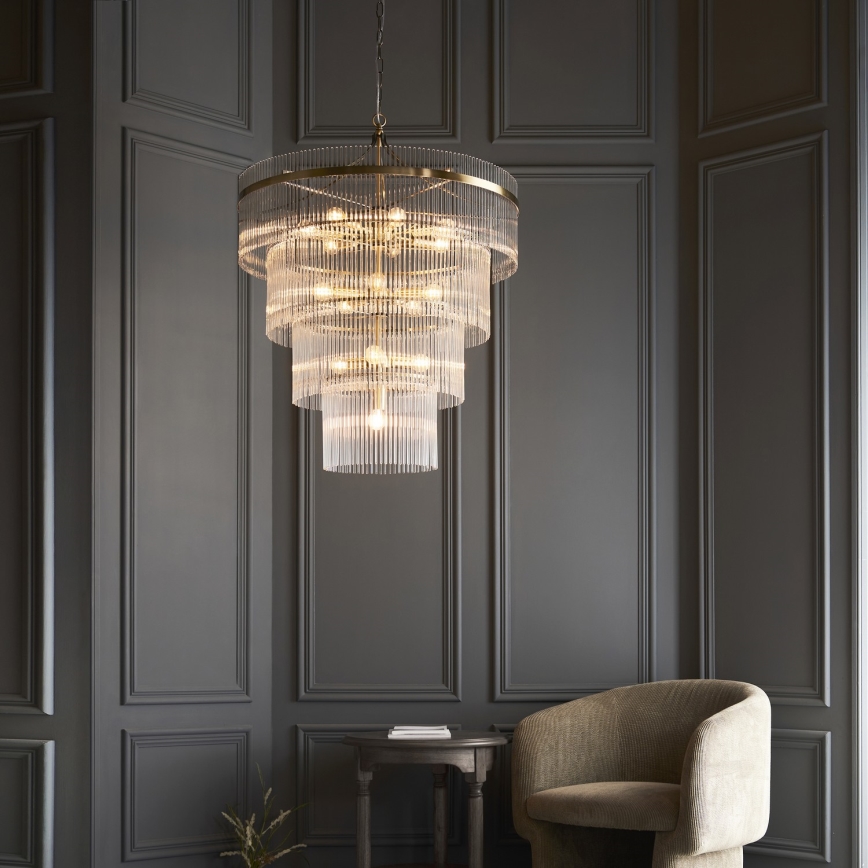 Endon 112576 - Hanglamp aan een ketting MARIETTA 16xE14/6W/230V messing/doorzichtig