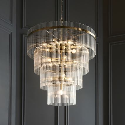 Endon 112576 - Hanglamp aan een ketting MARIETTA 16xE14/6W/230V messing/doorzichtig