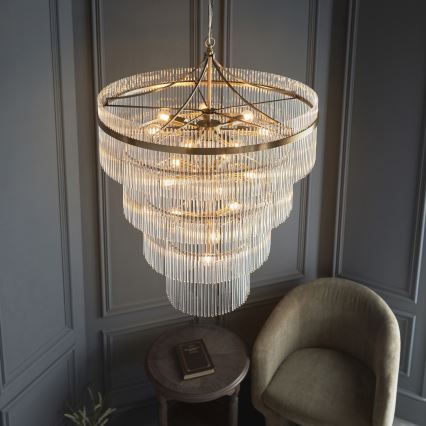 Endon 112576 - Hanglamp aan een ketting MARIETTA 16xE14/6W/230V messing/doorzichtig