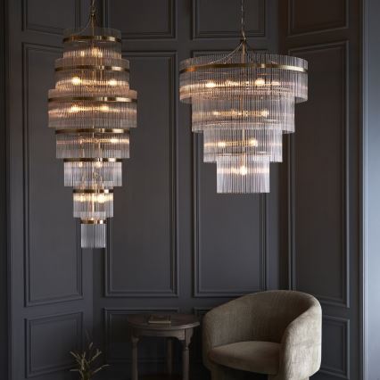 Endon 112576 - Hanglamp aan een ketting MARIETTA 16xE14/6W/230V messing/doorzichtig