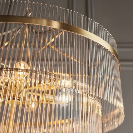Endon 112576 - Hanglamp aan een ketting MARIETTA 16xE14/6W/230V messing/doorzichtig