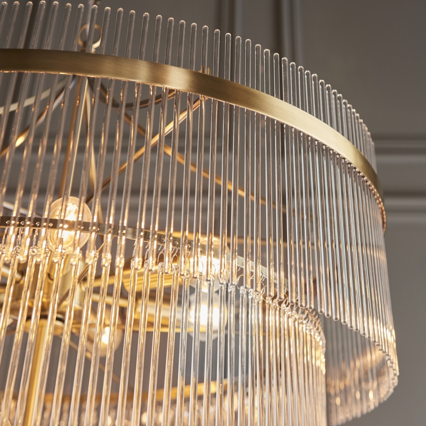 Endon 112576 - Hanglamp aan een ketting MARIETTA 16xE14/6W/230V messing/doorzichtig