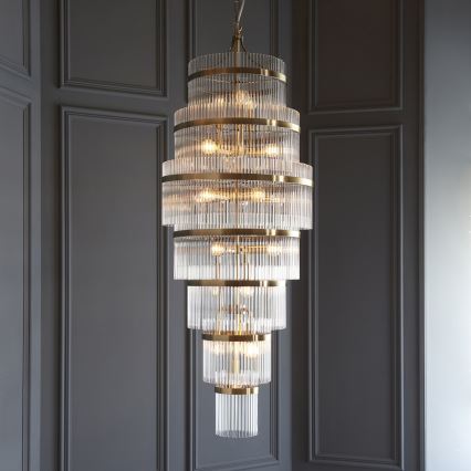 Endon 112793 - Hanglamp aan een ketting MARIETTA GRAND 21xE14/6W/230V messing/doorzichtig
