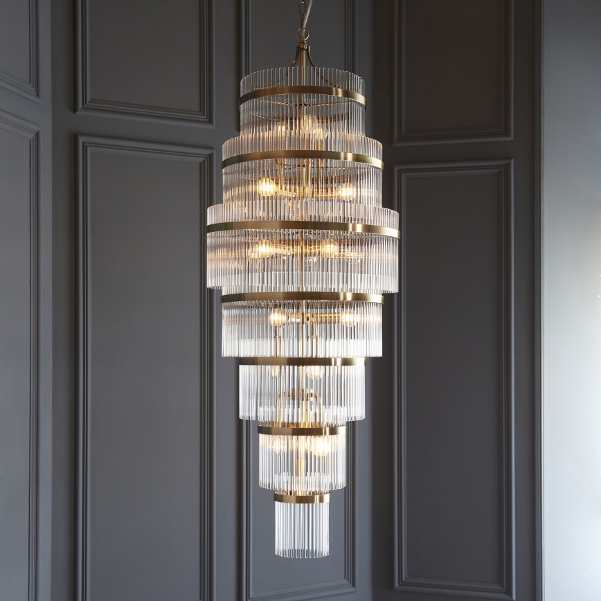 Endon 112793 - Hanglamp aan een ketting MARIETTA GRAND 21xE14/6W/230V messing/doorzichtig