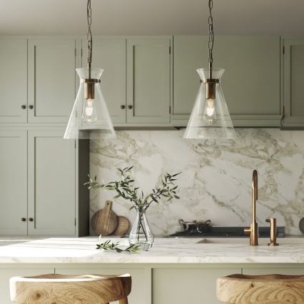 Endon 112859 - HARLOW hanglamp met ketting, 1xE27/10W/230V, messing