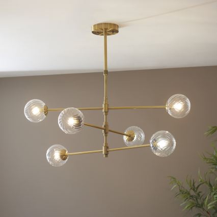 Endon 114039 - Hanglamp aan stang 6xG9/3,2W/230V goud