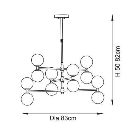 Endon 114041 - Kroonluchter met stang 12xG9/3,2W/230V goud