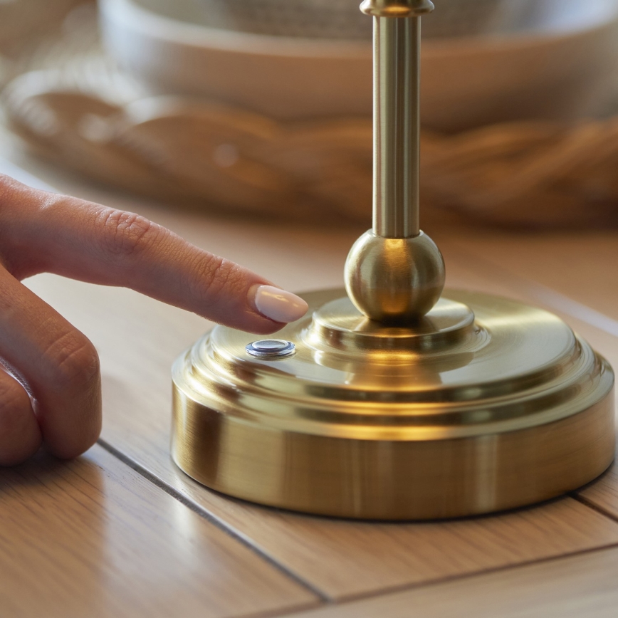 Endon 114811 - LED Dimbare oplaadbare tafellamp BURLEY LED/1,5W/5V 3600 mAh messing/wit