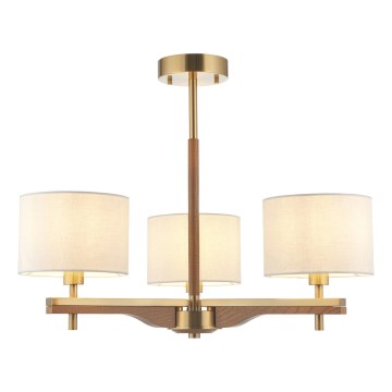 Endon 116993 - Hanglamp met stang HEATHCLIFF 3xE14/7W/230V messing/essenhout