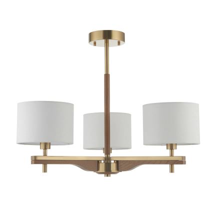 Endon 116993 - Hanglamp met stang HEATHCLIFF 3xE14/7W/230V messing/essenhout