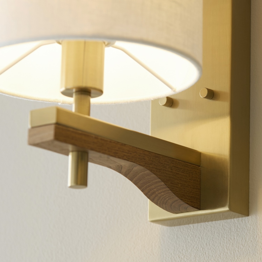 Endon 116995 - Wandlamp HEATHCLIFF 1xE14/7W/230V messing/essenhout