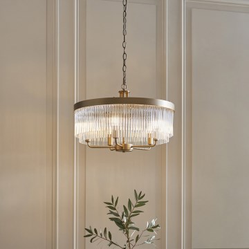 Endon 119110 - Kroonluchter met ketting CLERMONT 5xE14/6W/230V messing
