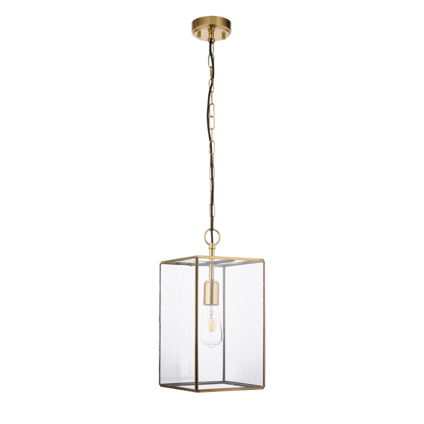 Endon 119141 - Kroonluchter aan ketting HAMMOND 1xE27/10W/230V 21,5x21,5 cm messing