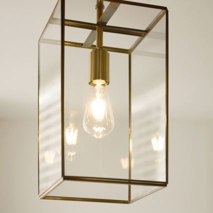 Endon 119141 - Kroonluchter aan ketting HAMMOND 1xE27/10W/230V 21,5x21,5 cm messing