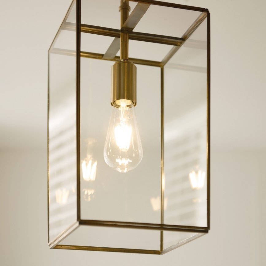 Endon 119141 - Kroonluchter aan ketting HAMMOND 1xE27/10W/230V 21,5x21,5 cm messing