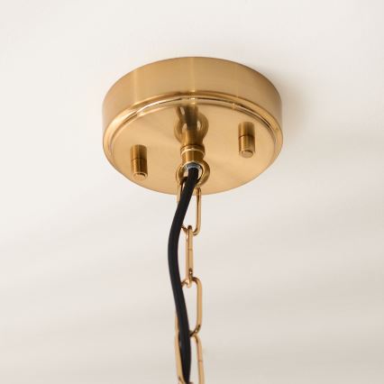 Endon 119141 - Kroonluchter aan ketting HAMMOND 1xE27/10W/230V 21,5x21,5 cm messing
