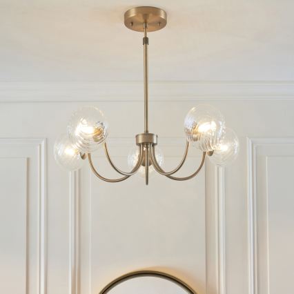 Endon 119210 - Kroonluchter aan stang HAGUE 5xG9/5W/230V messing