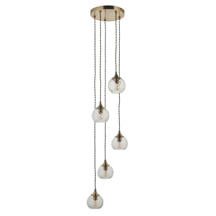 Endon 119435 - Stijlvolle ALLEGRA hanglamp aan kabel, 5xE14/7W/230V, messing