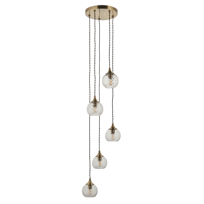 Endon 119435 - Stijlvolle ALLEGRA hanglamp aan kabel, 5xE14/7W/230V, messing