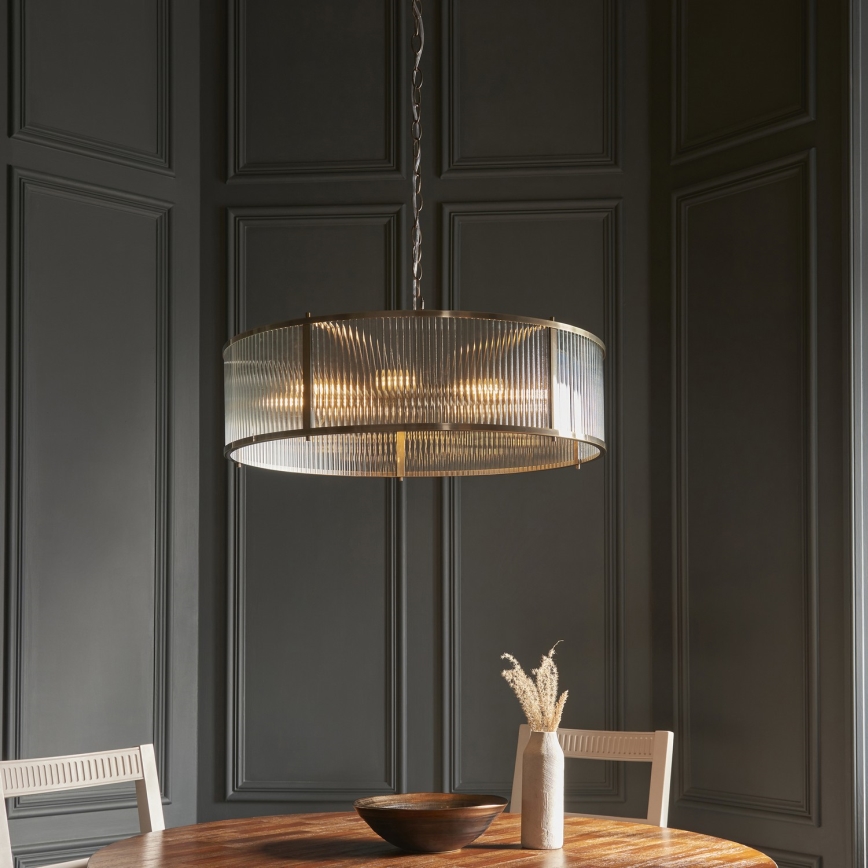 Endon 119455 - Kroonluchter met ketting RIDGETON 8xE14/7W/230V mat chroom