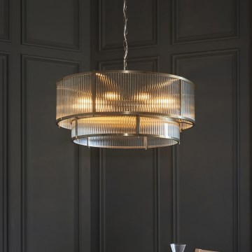 Endon 119456 - Kroonluchter met ketting RIDGETON 8xE14/7W/230V mat chroom