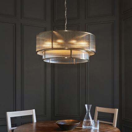 Endon 119456 - Kroonluchter met ketting RIDGETON 8xE14/7W/230V mat chroom
