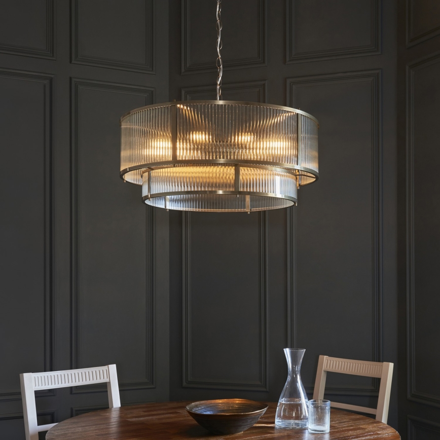 Endon 119456 - Kroonluchter met ketting RIDGETON 8xE14/7W/230V mat chroom