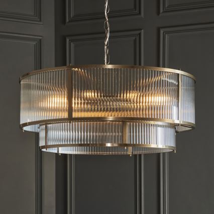 Endon 119456 - Kroonluchter met ketting RIDGETON 8xE14/7W/230V mat chroom