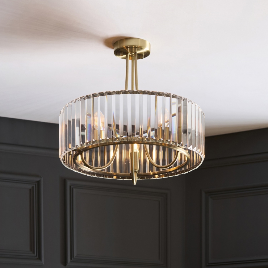 Endon 119609 - Plafondlamp aan stang VISCONTI 3xE14/6W/230V messing