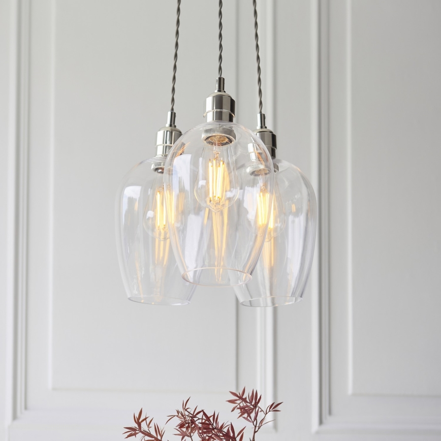 Endon 120644 - Hanglamp met snoer 3xE27/10W/230V glanzend chroom