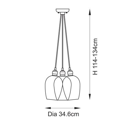 Endon 120644 - Hanglamp met snoer 3xE27/10W/230V glanzend chroom